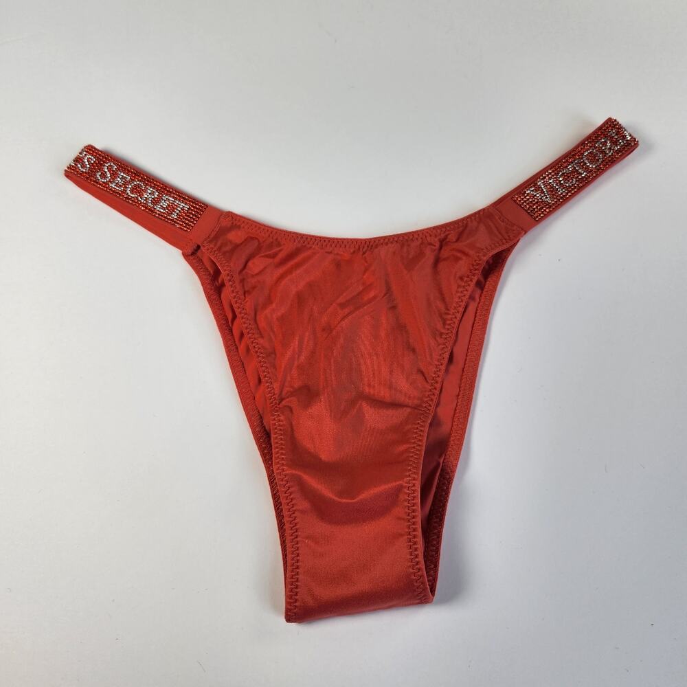 Victoria's Secret Coral Orange Very Sexy Shine Strap Brazilian Panty - Small